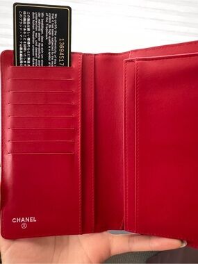 Chanel long lattice wallet in Brick Red color